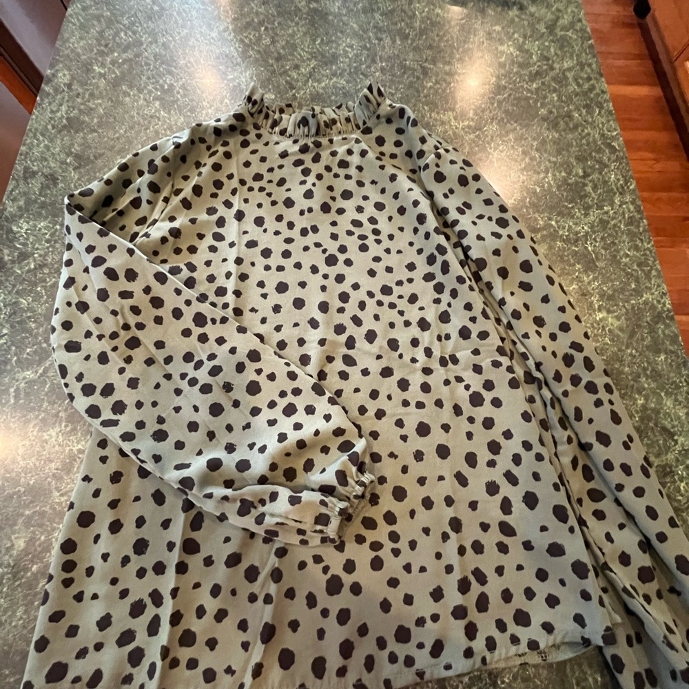 Green Polka Dot Blouse